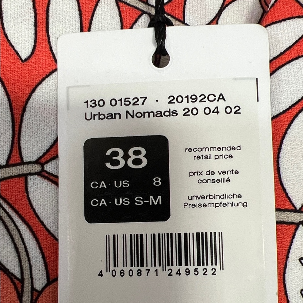NWT - Olsen Coral and White Leaf-Print V‑Neck Midi Dress - Picture 4 of 8